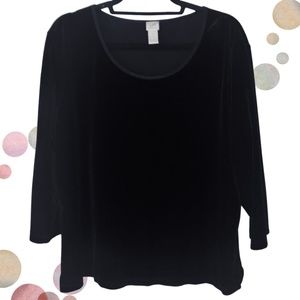 J. Jill Velvet Scoopneck ¾ Sleeve Top - XL